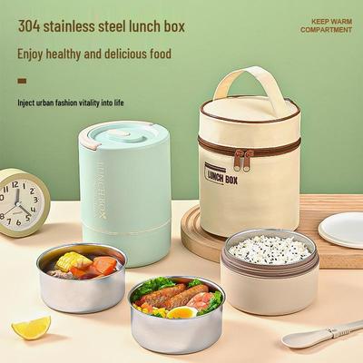 Multi-Layer Insulated 304 Stainless Steel Bento Lunch Box for Office & School - Microwaveable with Large Capacity