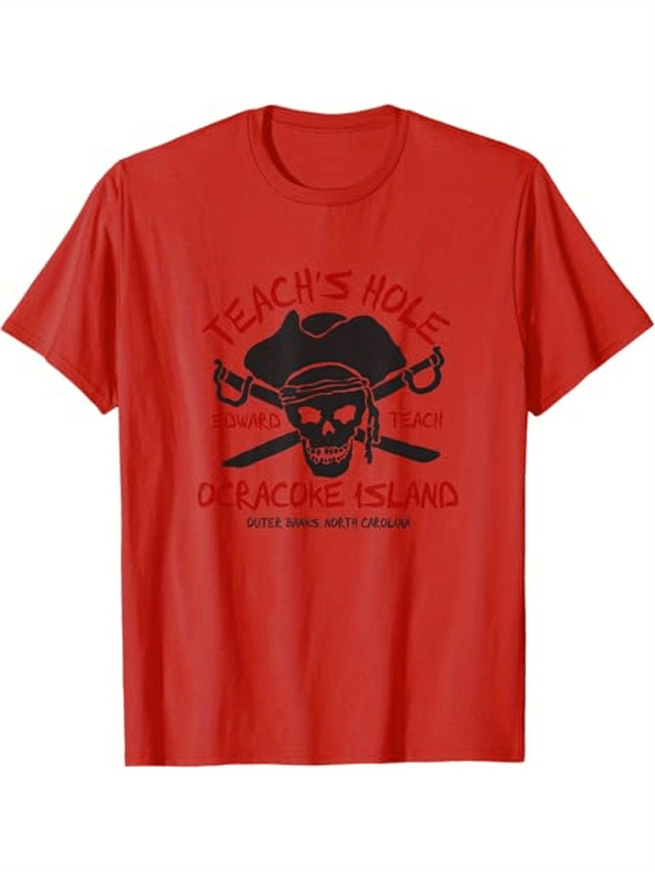 Edward TeachS Hole Blackbeard Pirate Graphic with Crossed Swordsskull Design100 cotton Oneck printed mens Tshirt S