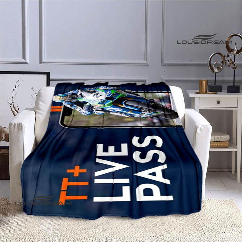 Motorcycle Isle of Man Tt Printed Blankets Flannel Warm Blanket Soft Cozy Blanket Travel Blankets Bed Linings Birthday Gift