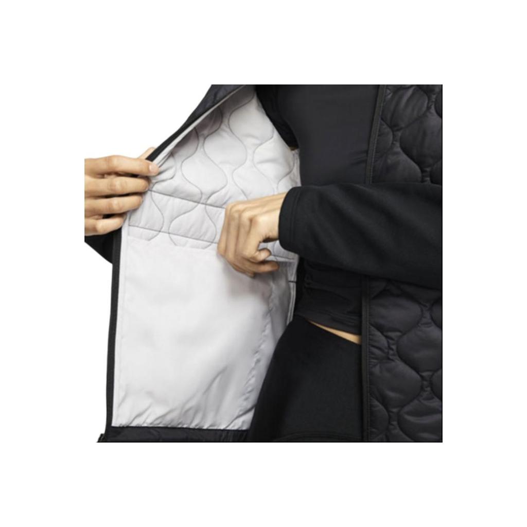 Nike Solid Color Reflective Logo Stand Collar Zipper Cotton Jacket Women jackets Black CJ5560-010