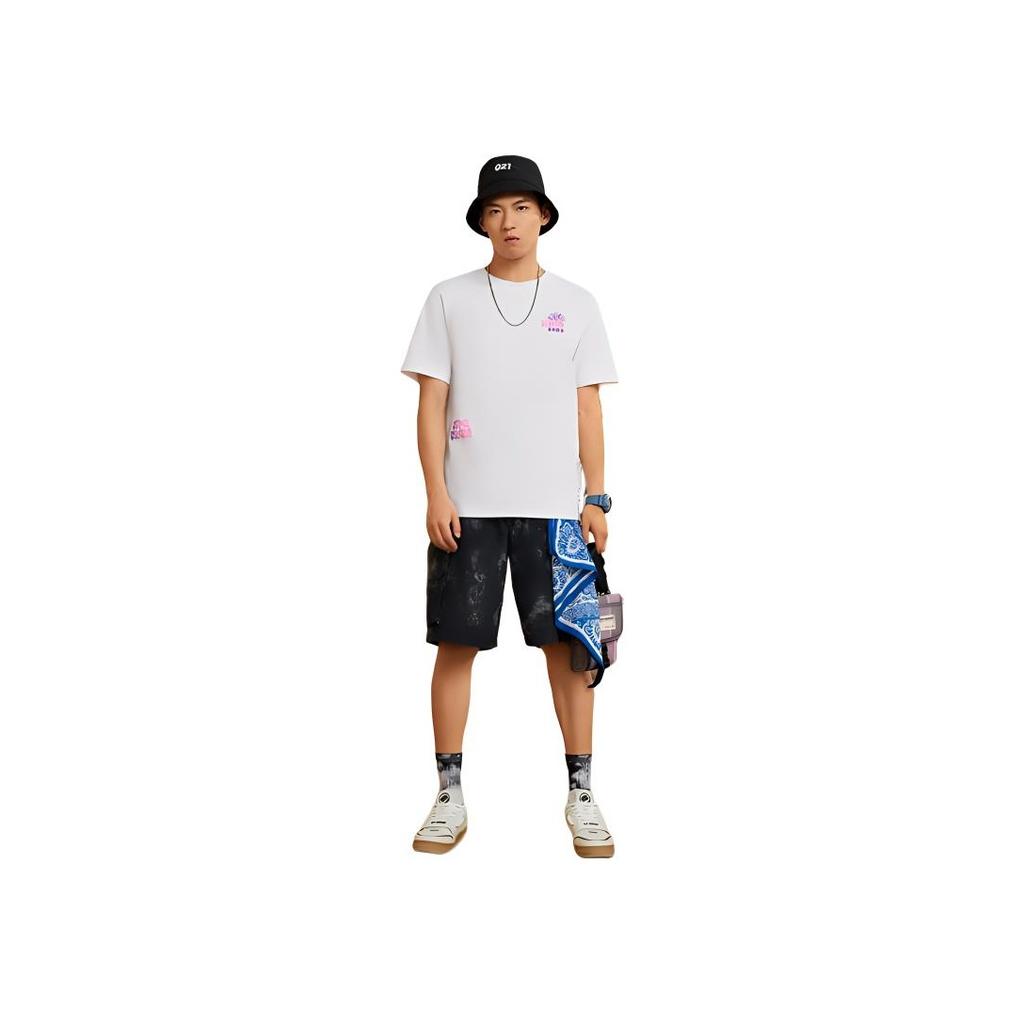 Li Ning Anti-Five Series Military Deception Letter Graphic Print Short Sleeve T-Shirt Men Tops Basic-White AHSS393-1