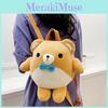 Cute Yellow Plush Cartoon Bear Backpack Soft Velvet Material Zipper Closure Phone Pocket