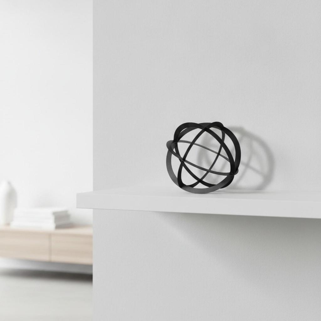 Metal Geometric Sculpture Decorative with Interlocking Rings Elegant