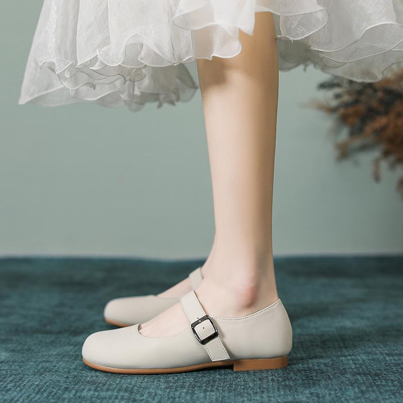 

Туфли Мэри Джейн женские на плоской подошве с круглым носком, нежные, в стиле бини, туфли бабушки, повседневные одинарные туфли 39 абрикосовый