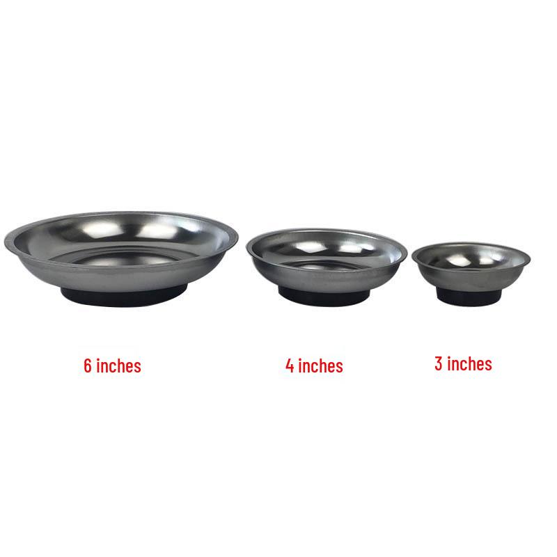 Magnetic Stainless Steel Parts Tray for Car Repair - 3", 4", 6" Sizes