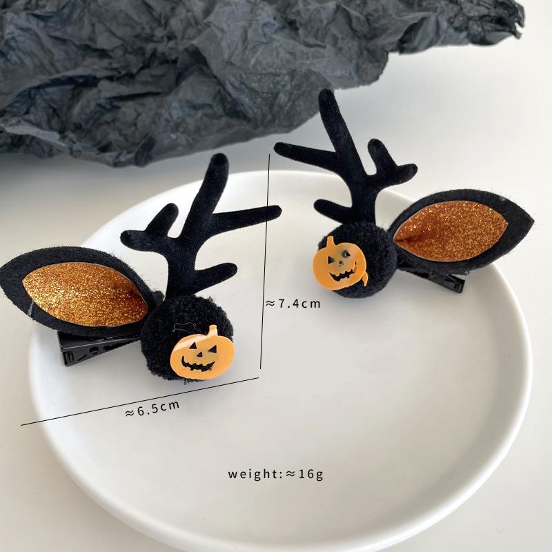 A Pair of Hairs Clips, Halloween Party Funny Ghost Hair Clip Accessories, Pumpkin Bat Skeleton Witch Hairpin Styling Tools