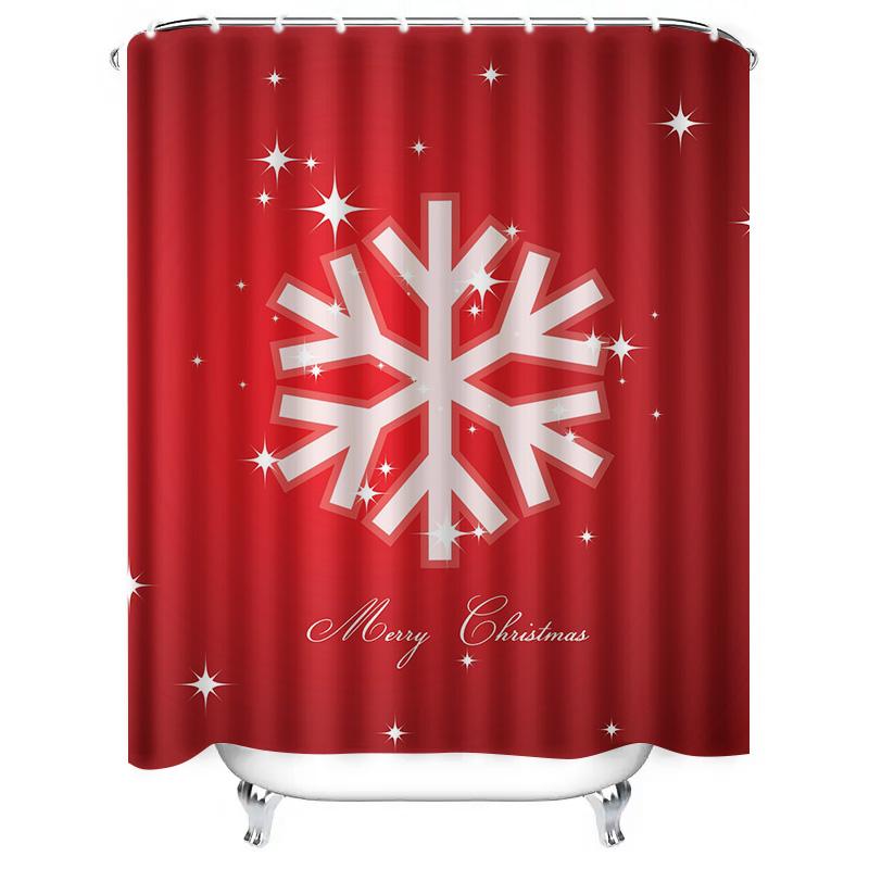 TU Christmas Snowflake Shower Curtain Festive Winter Holiday Bathroom Decor Waterproof Fabric Xmas Pattern Backdrop