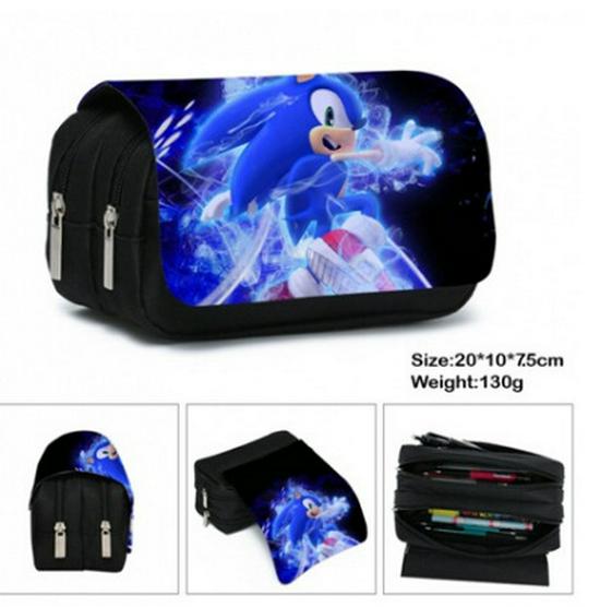 Sonic Flip-Top Detachable Pencil Case, Double-Layered Large Capacity for Students