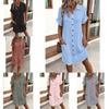 Polyester A Line Dress With Button Details For Casual Summer Wear