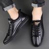 Fashionleather Casual Shoes for Men Lace Up Outdoor Oxfords Black Shoes Handmade Sewing Men's Skate Shoes Men Footwear