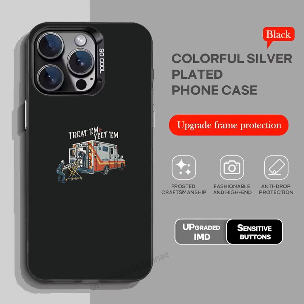 EMT EMS Ambulance Phone Case For iPhone 17,16,15,14,13,12,11,Pro,Max,Plus,Mini,X,XS,XR,8,S,SE Soft Black Case