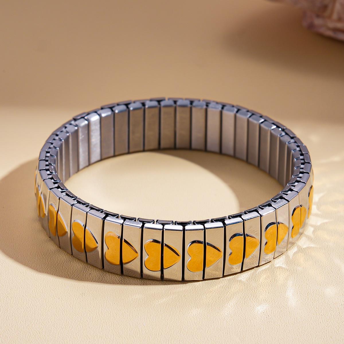 

Браслет из нержавеющей стали «Пэчворк из сердец» - Простой, Универсальный, Модный дизайн