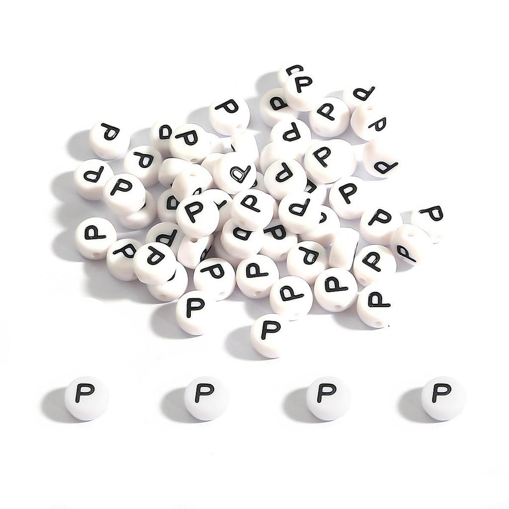 100Pcs Acrylic Letter Round Flat Beads DIY Jewelry Making Accessories