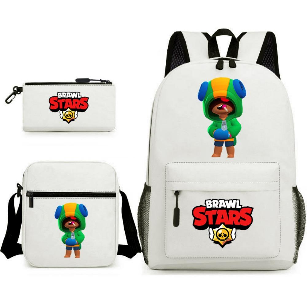 

Новый школьный рюкзак Brawl Stars, периферийный термотрансферный набор из трех предметов, студенческий рюкзак, детская сумка для досуга 17 inch backpack
