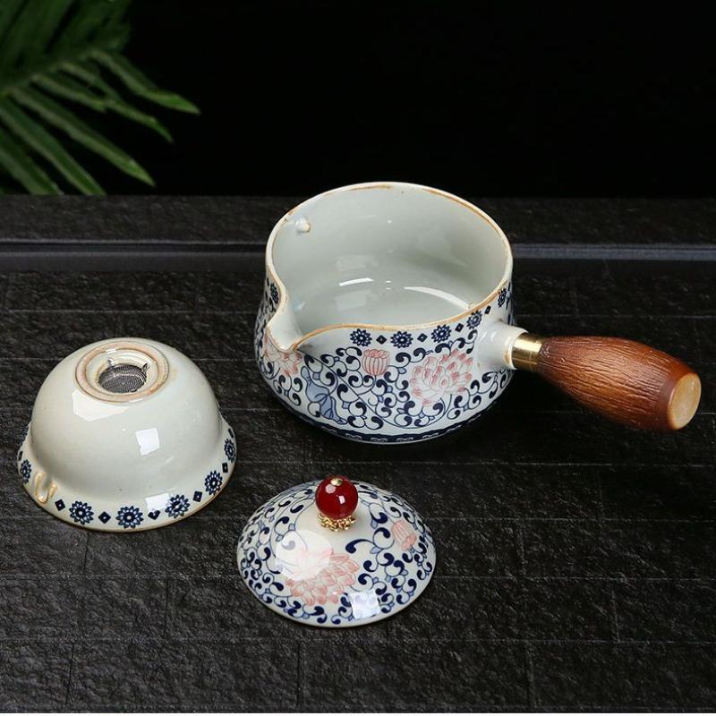 Čínský kung-fu čajový set Cestovní čajový set Keramický přenosný čajový set Čajová konvička Čajovar Infuser Šálek na čaj