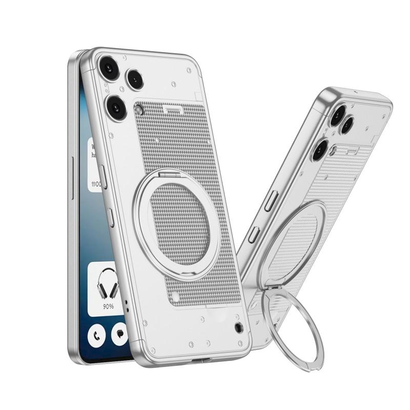 Nothing Phone 3a Lite Case With 360 Rotating Magnetic Stand Wireless Charging Compatible Shockproof Hard Shell Dual-Tone Design