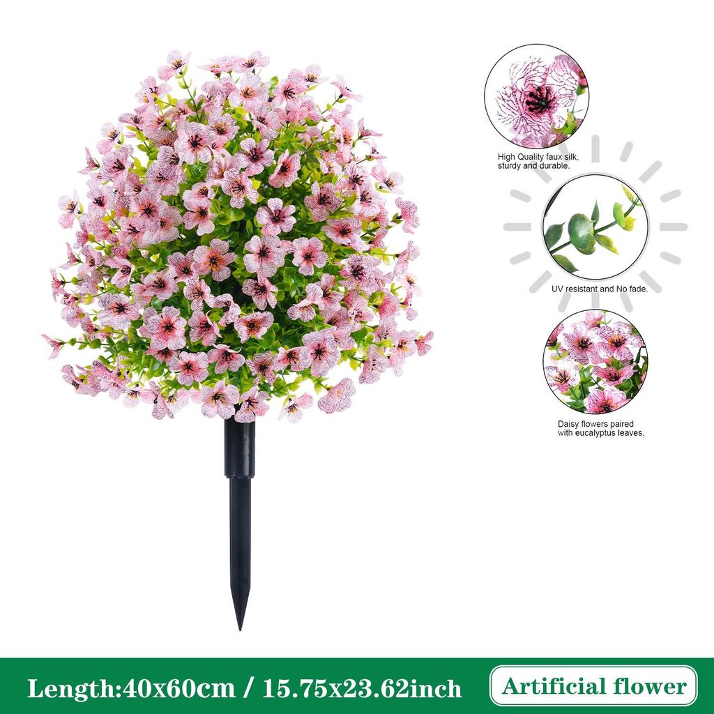 Violet Eucalyptus Garden Stake: Realistic Faux Flower Decoration with Ground Peg