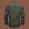 Outdoor Schnelltrocknendes Wasserdichtes Hemd Mehrfachtaschen Werkzeug Herren Revers Langarm Lässiges Einfarbiges Hemd Mittleren Alters und Jung Jacke