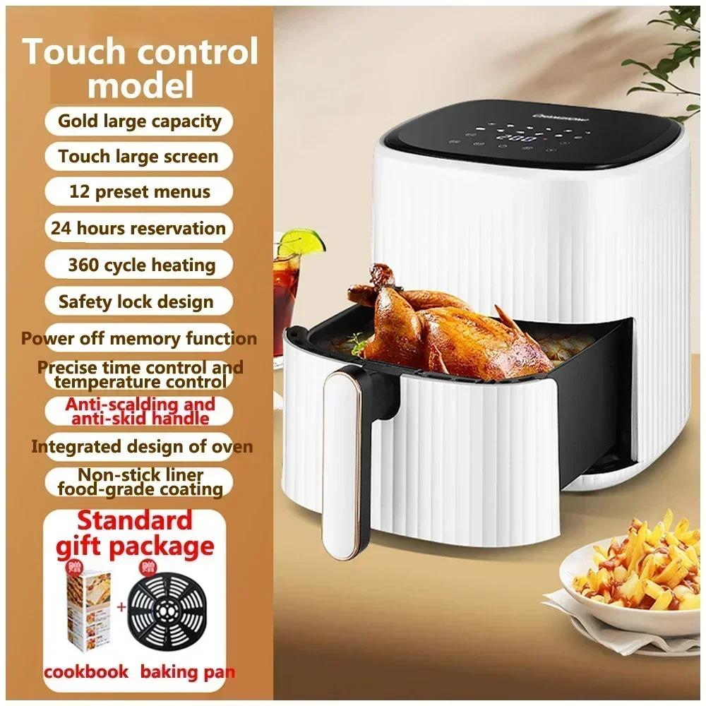 Air Fryers sem óleo Fritadeira elétrica de ar quente com tela sensível ao toque de janela visível Fritadeira doméstica AirFryers máquina UE 220V