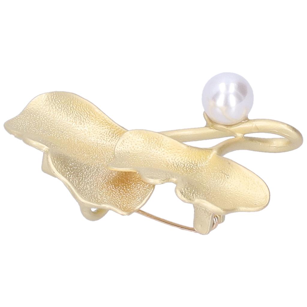 Brooch Pin Metal Frosted Ginkgo Leaf Pattern Lapel Pin Coat Badges Party Corsage AccessoriesGold