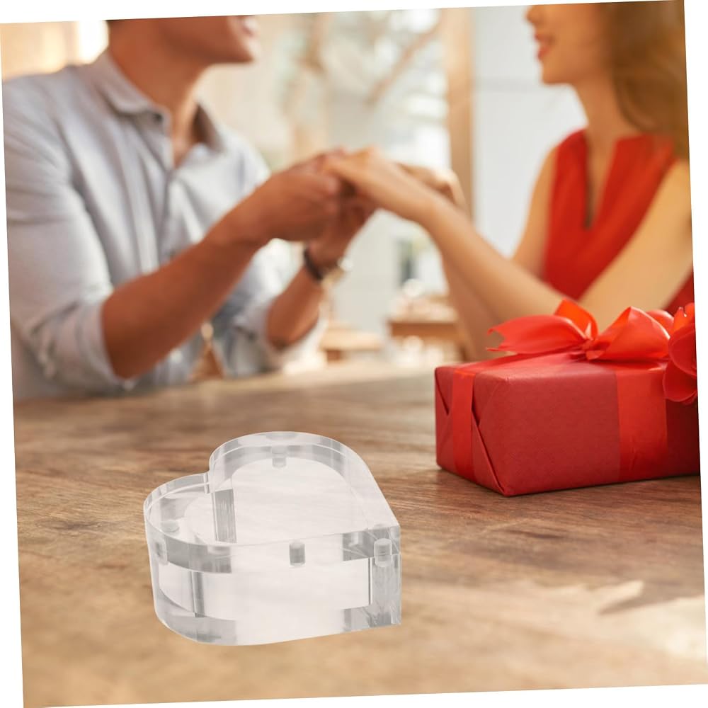 SOESFOUFU Clear Heart Ring Display Box Single Slot Ring Holder Small Jewelry Storage Case for Car...