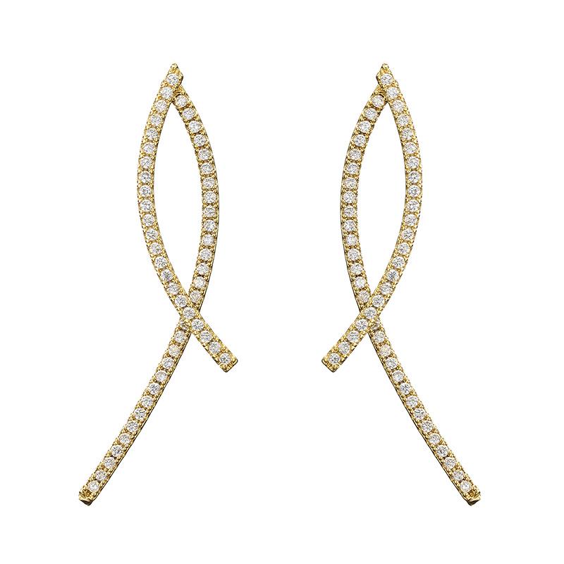 

UILZ Korean Cross Line Stud Earrings with Tassel & Micro-set Zircon