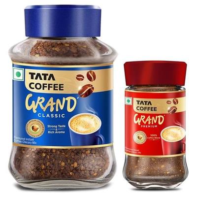 Combo Tata Coffee | Clássico Instantâneo (90g, Mix de Chicória) & Premium Instantâneo (45g, 100% Puro) | Cristais de Decocção com Sabor Preservado | Aroma Rico
