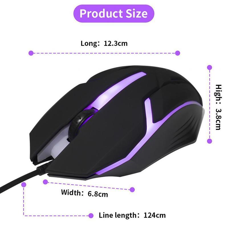 Sports Led Luminous Backlit Wired Mouse Usb Wired For Desktop Laptop Mute Office Computer Gaming Mouse