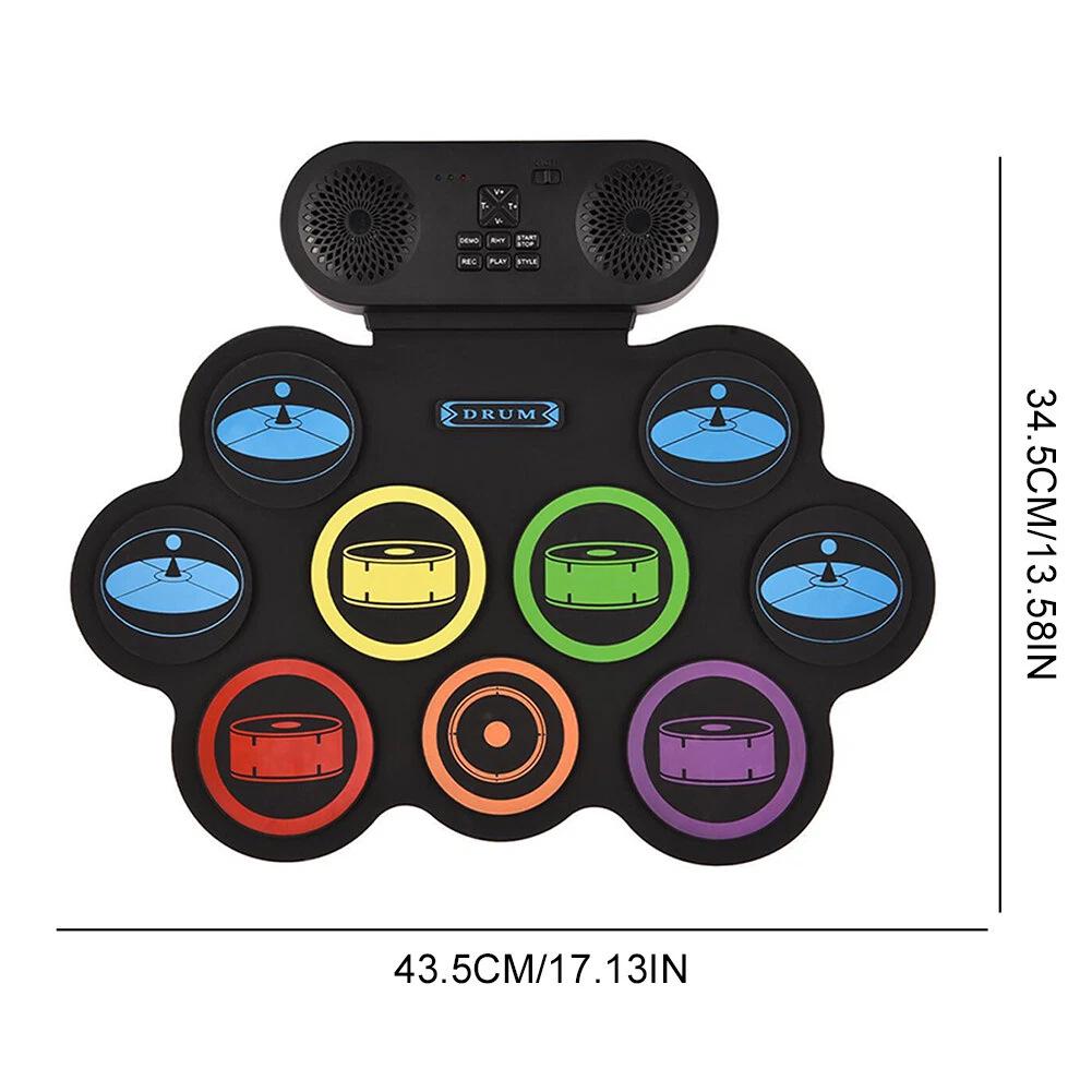 Portable Hand-Rolled Silicone Jazz Electronic Drum Set - Silent Practice Percussion Instrument