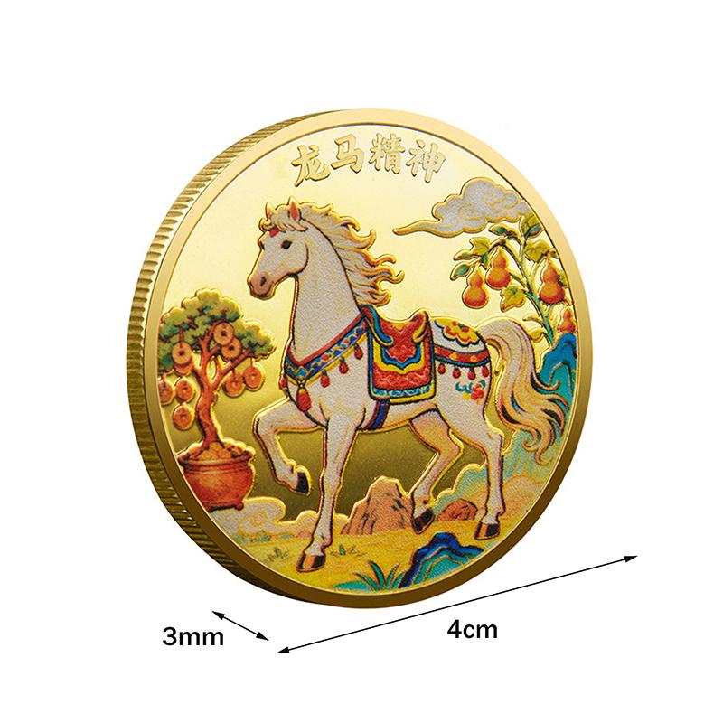 1Pc 40Mm Year Of The Horse Chinese Coins Lucky Animal Horse Commemorative Coins Metal Collection 2026 New Year Souvenir Gift