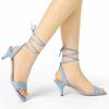 Allegra K Women's Lace-Up Sandals, Open Toe, Stiletto Heel, Blue, Size 26.0 Cm