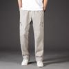 Man Casual Cargo Pants Zipper Pockets Big and Tall Sports Outdoor Outfits Khaki Grey Men's Trousers