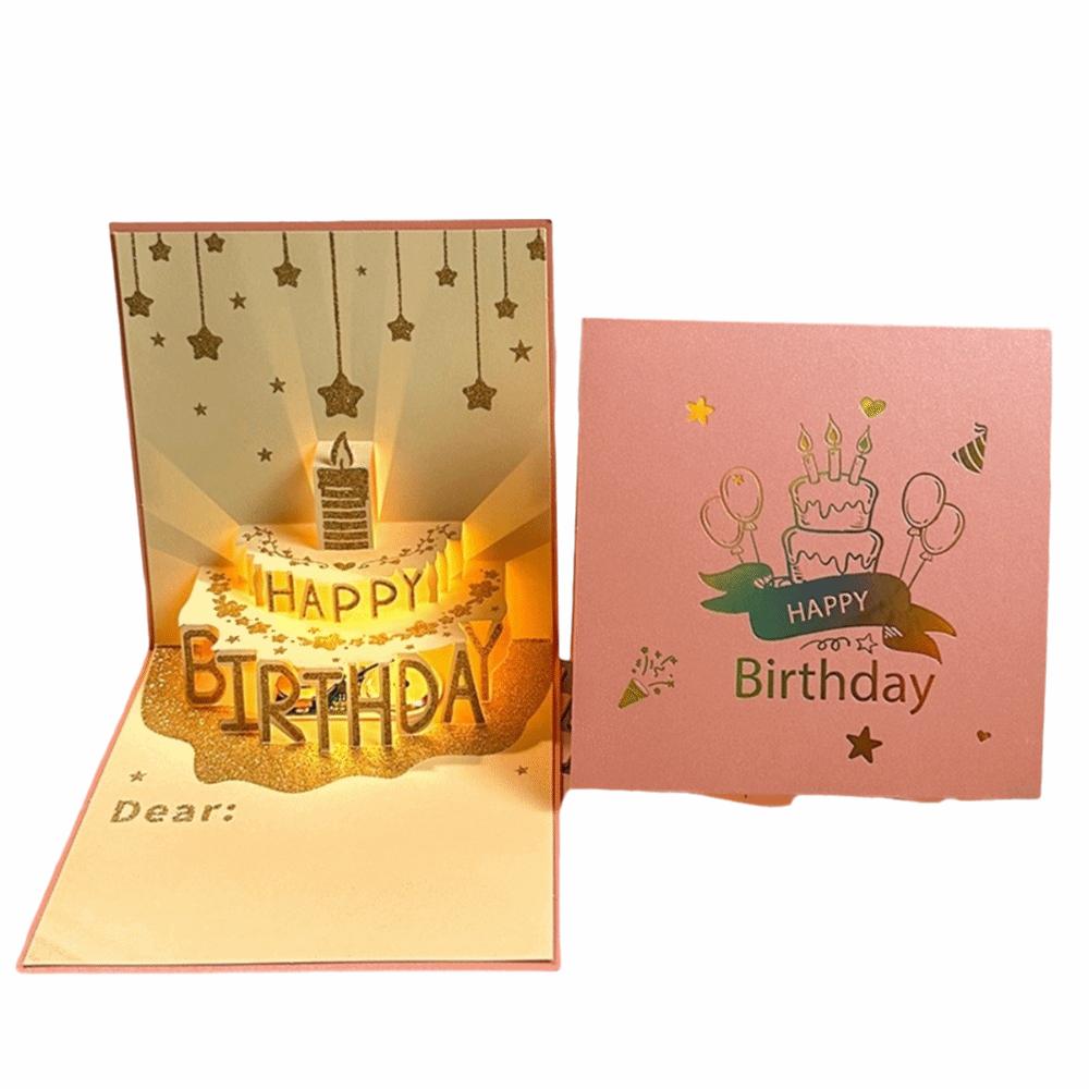 Folding Type Birthday Card 3D Light Greeting Cards New Gift Message Cards  Birthday Party Supplies