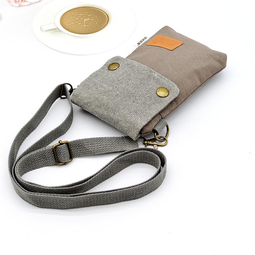 Solid Color Canvas Crossbody Phone Bag - Women's Shoulder Purse