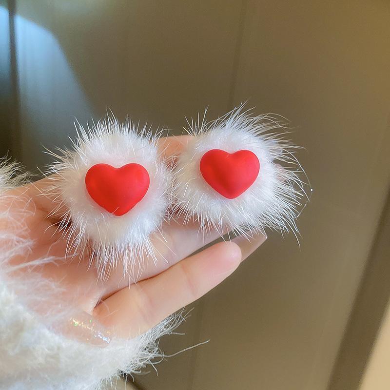 Анкара красная шерстяная кисточка цветок геометрические серьги ретро индивидуальность темперамент серьги Гуочао серьги