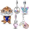 Copper Colorful Dangle Charm Cat Otter Butterfly Pendant Fit Original Bracelet Diy Woman Jewelry Gift