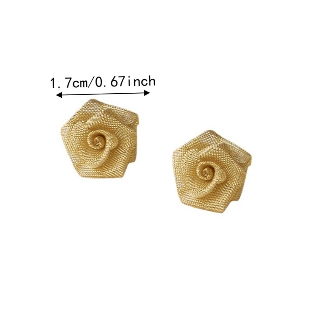 Vintage Style Flower Stud Earrings Gold Gauze Fabric Rose Stud Earrings New Rose Earrings Women