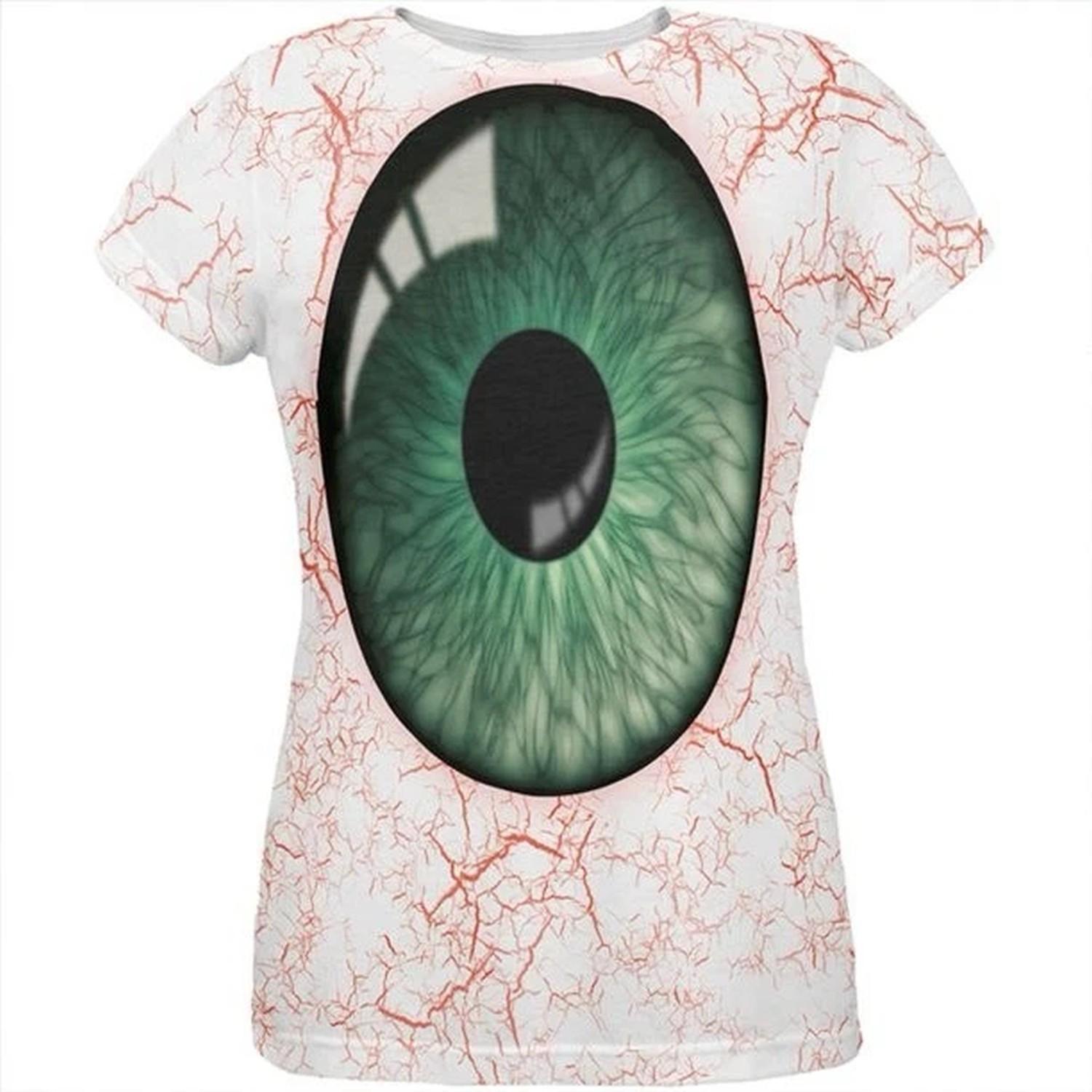 Halloween Green Creepy Eyeball Costume 3D All Over Print T-shirt AOP T-shirt S