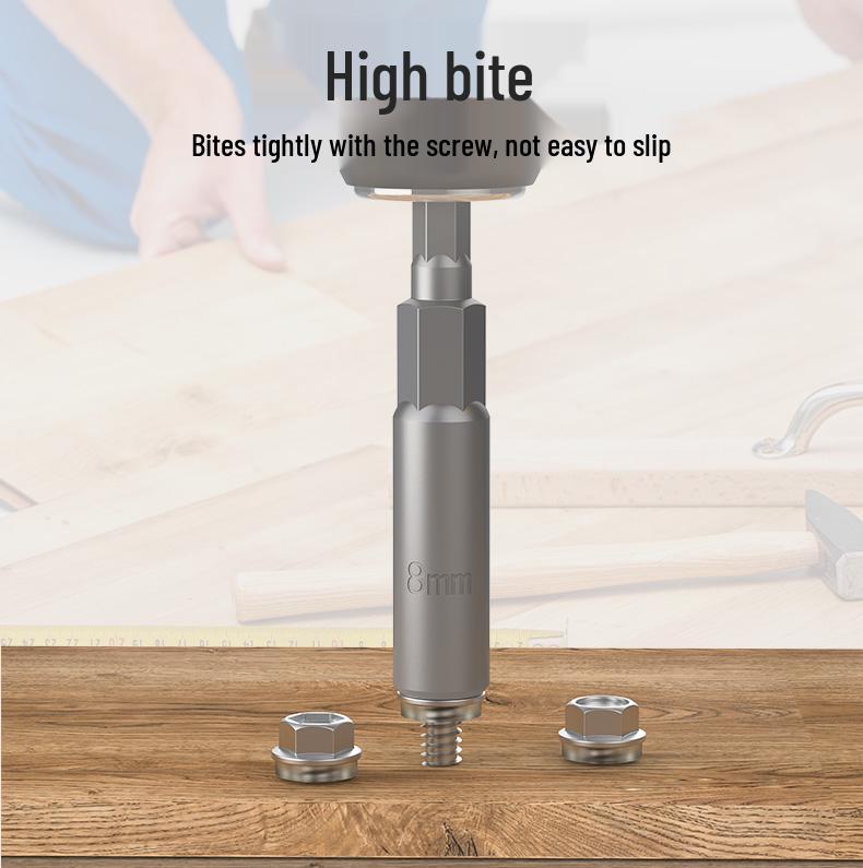 Deep Hex Long Electric Wrench and Screwdriver Bit Set, 8mm