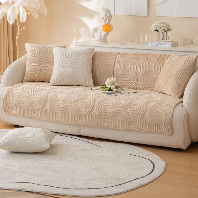 Sofakissen Plüsch Stickerei Verdickung Sofakissen Modern Minimalist Winter Warm Sofa Schonbezug Bezug Stoff