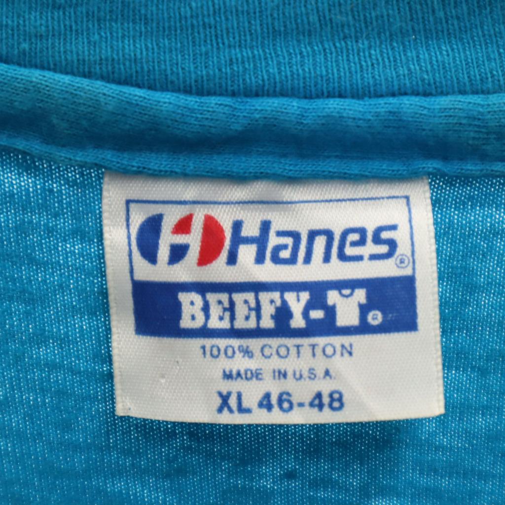 Hanes 80s 90s Made in USA Old Short sleeve T-shirt XL blue Single stitch Men's Used