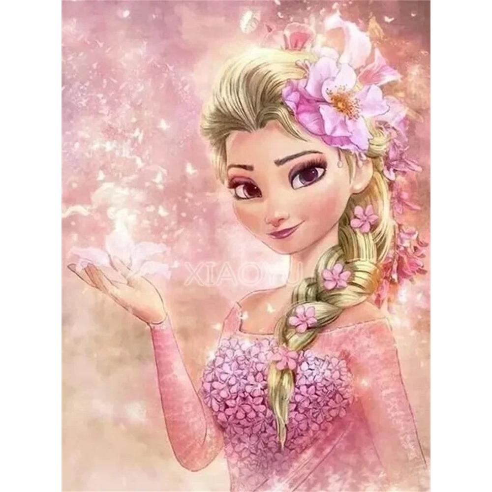 Disney Diamond Painting Cherry Blossom Version Elsa Princess Illustration  DIY Gift Suitable for Living Room Bedroom Office and Home Decor