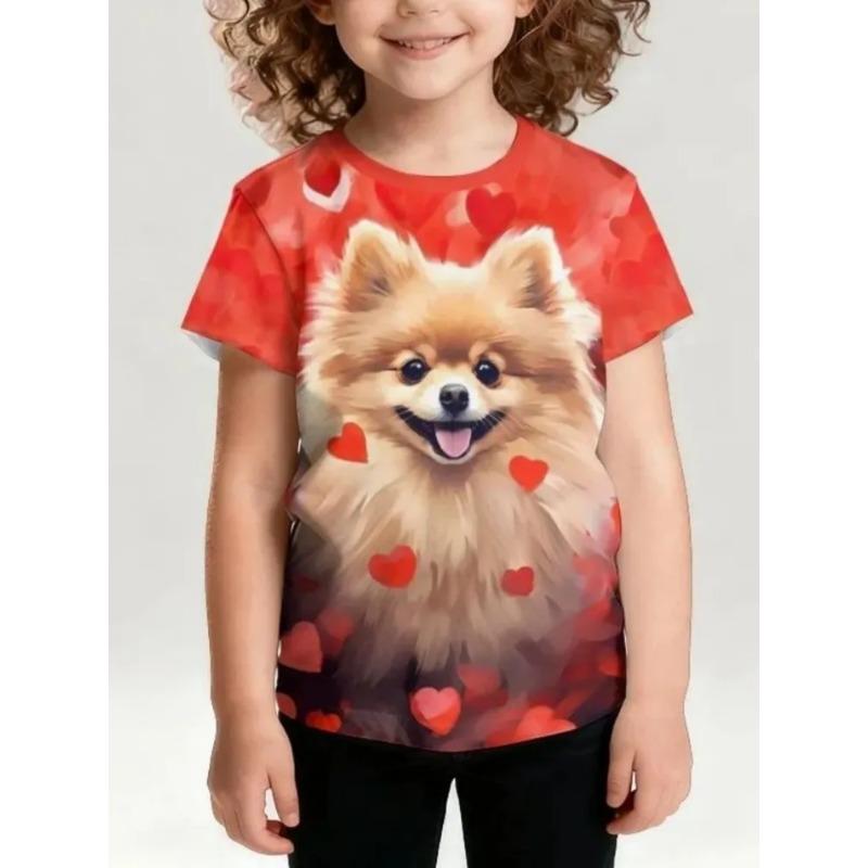 Summer Children's 3D Printed Crew Neck T-Shirt Fashion Versatile Breathable Trend Casual