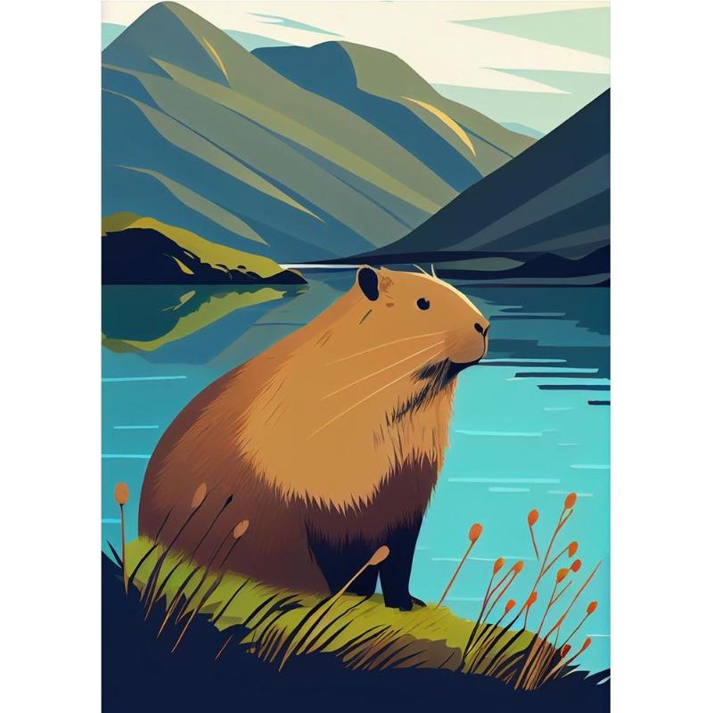 Cute space astronaut kapibara portrait poster print canvas painting funny animals wall art for children's bedroom decorating home