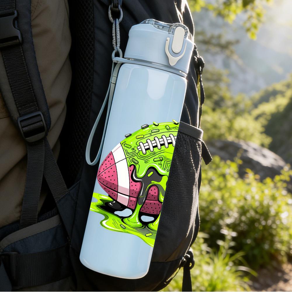 1PC Slime Covered Football Figure 750ml Color Plastic Water Bottle Leakproof Flip Straw Lid For Sports Office Home Use