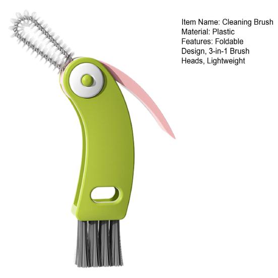 1/3Pcs 3 in 1 Cleaning Brush Rotating Foldable Design Silicone Lid Gap Cleaner Stiff Bristle Angle Brush Glass Edge Cleaning Brush