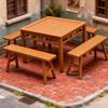 1 Set Miniature Dining Table Bench Vintage Mini Square Table Long Bench Model Toy DIY 1/12 Dollhouse Furniture Decoration Accessories