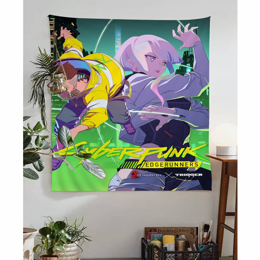 Anime CCyberpunk EEdgerunners Colorful Tapestry Wall Hanging Bohemian Wall Tapestries Mandala Wall Art Decor