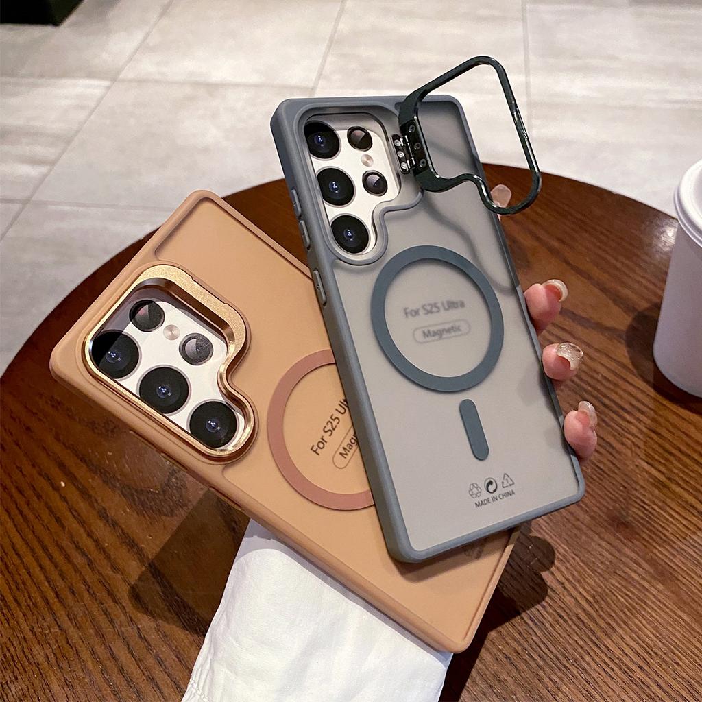 Hardware Lens Holder Magnetic Phone Case Anti Drop for Apple 15promax All Inclusive Magnetic New Metal Holder Case