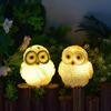 Solar Owl Garden Statue Solar Powered LED Night Lights Resin Animal Decor for Yard Patio Weatherproof Outdoor Ornament
